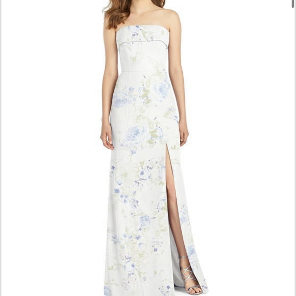 Dessy chiffon bridesmaid dress, BB124; Bleu Garden